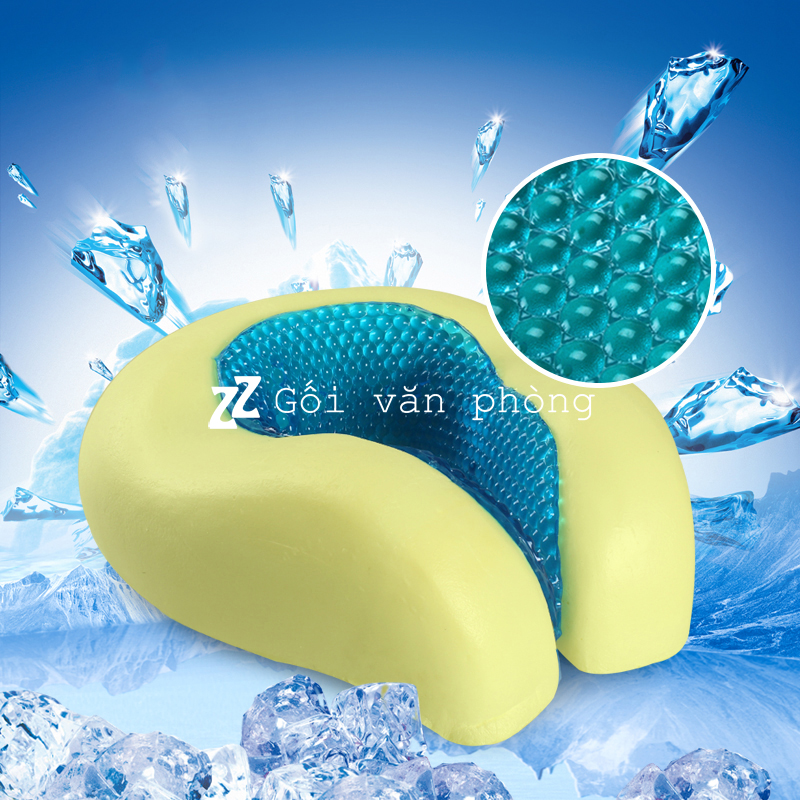 Gối chữ U cao su non gel mát dạng hạt massage GLC-02 Gối chữ U cao su non gel mát dạng hạt massage GLC-02